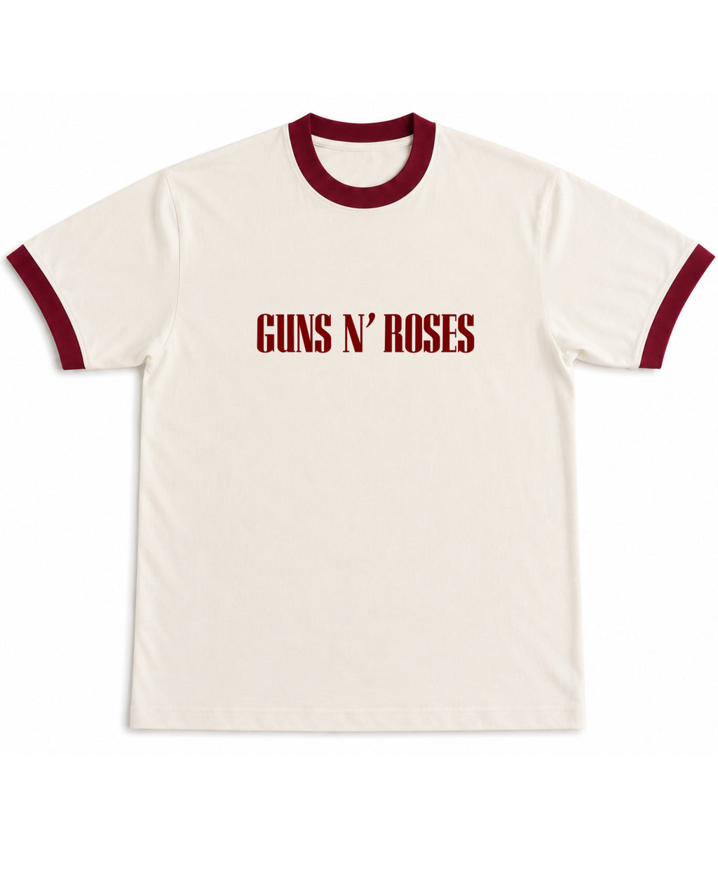 Off White & Maroon Ringer tee Front Design